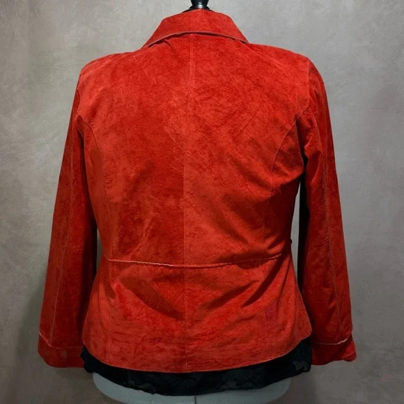 Red Suede Leather Jacket Suedessence XL, 90s Retro Vintage Mob Wife Quiet Luxury